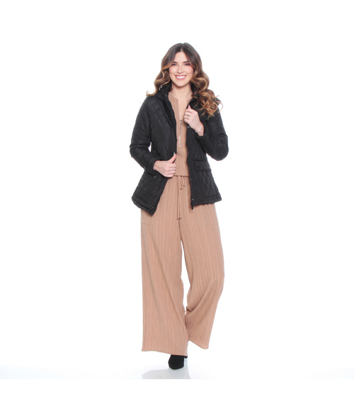 PARKA MANGA LARGA CON CAPUCHA Y BOLSILLOS