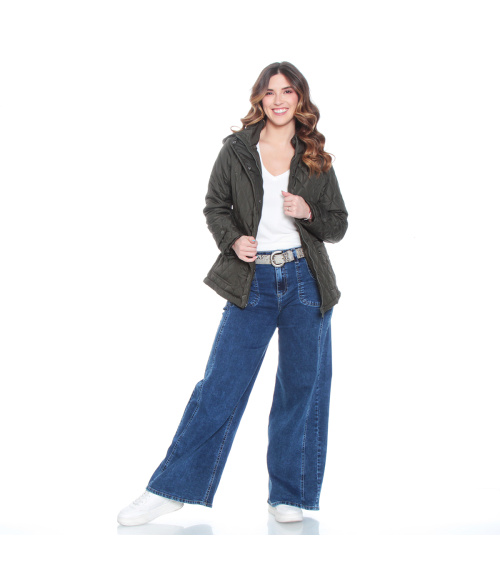 PARKA MANGA LARGA CON CAPUCHA Y BOLSILLOS