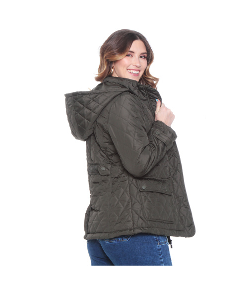 PARKA MANGA LARGA CON CAPUCHA Y BOLSILLOS