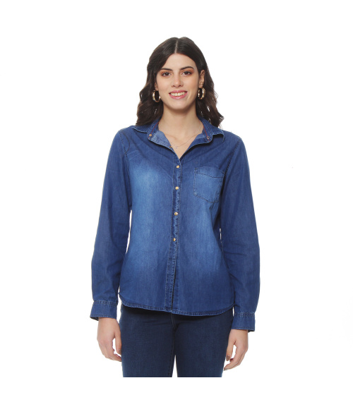 BLUSA CLASICA DENIM CUELLO CAMISERO