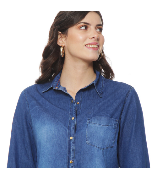 BLUSA CLASICA DENIM CUELLO CAMISERO