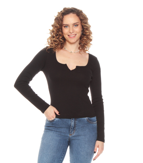 POLERA MANGA LARGA ESCOTADA SOLID