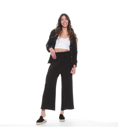 PANTALON PALAZZO SOLIDO PRETINA ELASTICADA CON PABILO