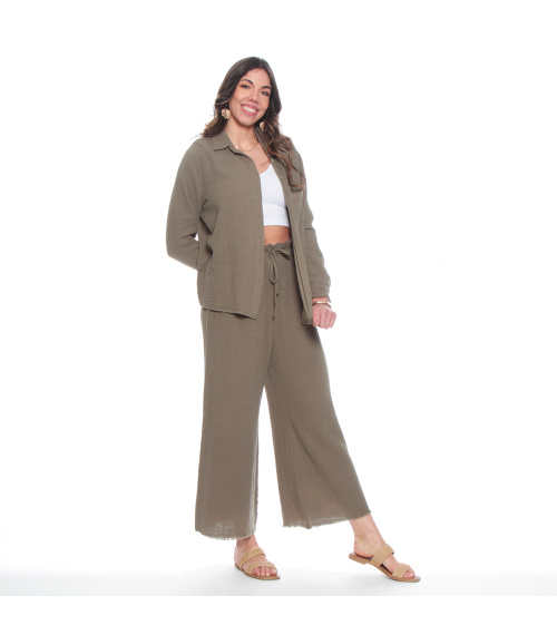 PANTALON PALAZZO SOLIDO PRETINA ELASTICADA CON PABILO