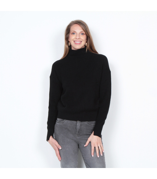 SWEATER MANGA LARGA SOLIDO CON CUELLO ALTO