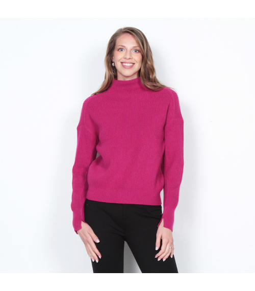 SWEATER MANGA LARGA SOLIDO CON CUELLO ALTO