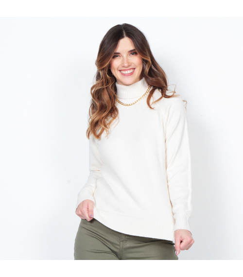 SWEATER MANGA LARGA SOLIDO CON CUELLO ALTO