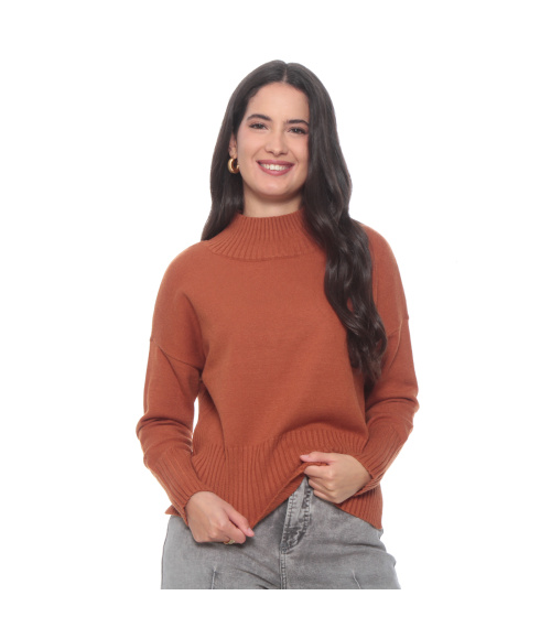 SWEATER MANGA LARGA SOLIDO CUELLO ALTO