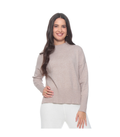 SWEATER MANGA LARGA SOLIDO CUELLO ALTO