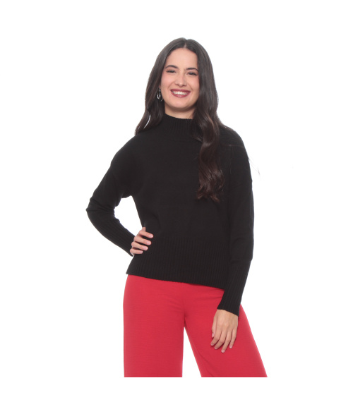 SWEATER MANGA LARGA SOLIDO CUELLO ALTO