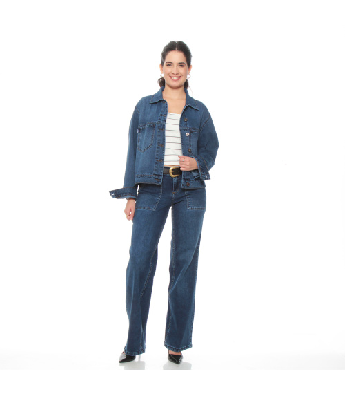 CHAQUETA DENIM OVERSIZE MANGA LARGA
