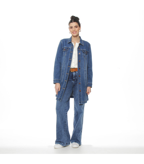 CHAQUETA DENIM MANGA LARGA ABOTONADA EN DELANTERO