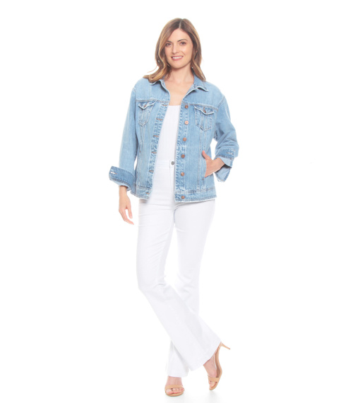 CHAQUETA DEMIN MANGA LARGA CUELLO CAMISERO BOLSILLOS