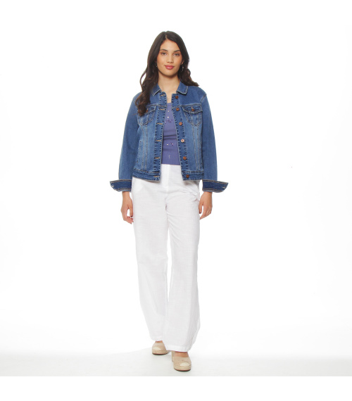 CHAQUETA DENIM MANGA LARGA ABOTONADA EN DELANTERO Y BOLSILLO