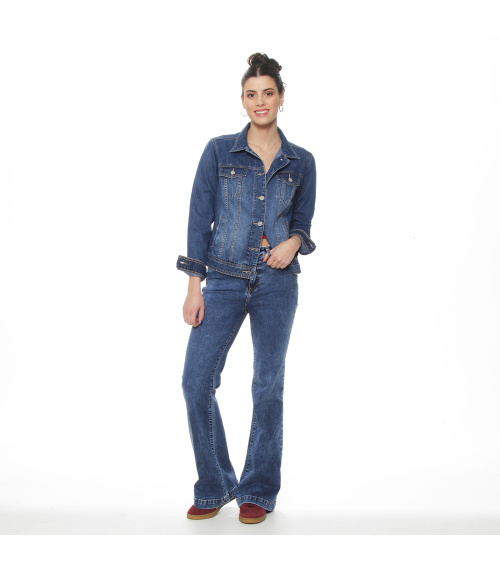 CHAQUETA DENIM MANGA LARGA ABOTONADA EN DELANTERO