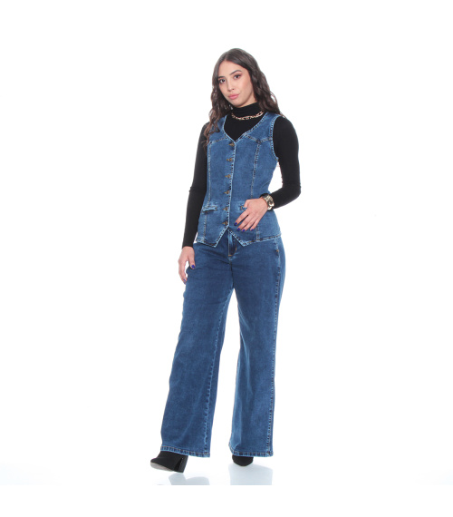 CHAQUETA VEST CORTES Y BOLSILLOS VIVO