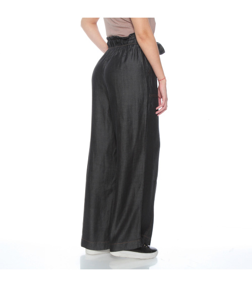 PANTALON LYOCELL WIDE LEG TIRO ALTO PRETINA ELASTICADA CON LAZO