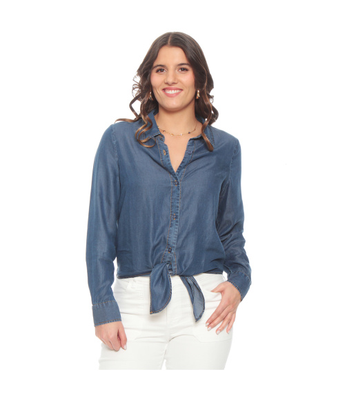 BLUSA LYOCELL MANGA LARGA ABOTONADA EN EL DELANTERO