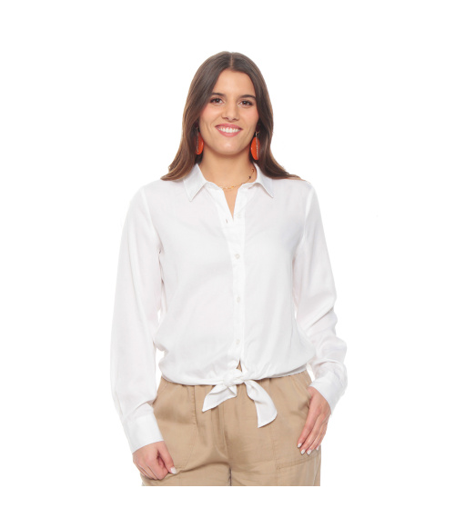 BLUSA LYOCELL MANGA LARGA ABOTONADA EN EL DELANTERO