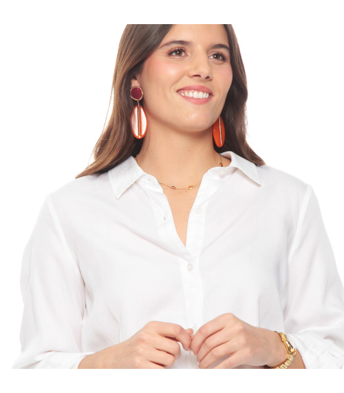 BLUSA LYOCELL MANGA LARGA ABOTONADA EN EL DELANTERO