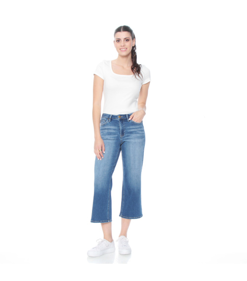 JEANS CROP TIRO ALTO PRETINA BASICA 1  BOTON