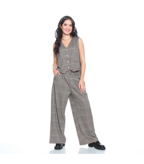 PANTALON WIDE LEG TIRO ALTO PRETINA BASICA 1 BROCHE
