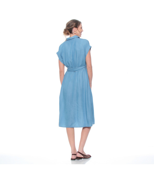 VESTIDO MANGA CORTA LYOCELL CON LAZO EN CINTURA