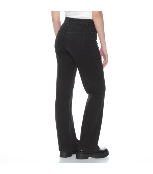JEANS RECTO TIRO ALTO PRETINA BASICA 1 BOTON