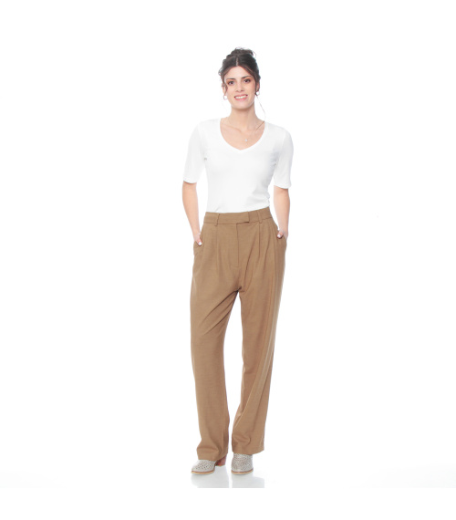 PANTALON RECTO TIRO ALTO PRETINA PASADA