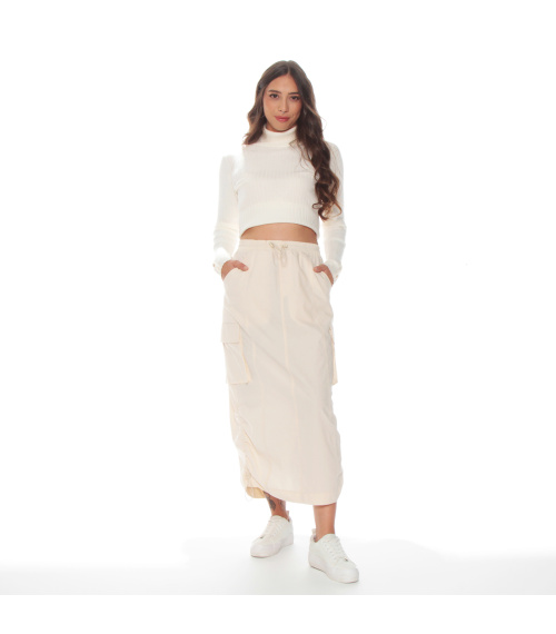 FALDA MIDI CARGO CON REGULADOR EN CINTURA