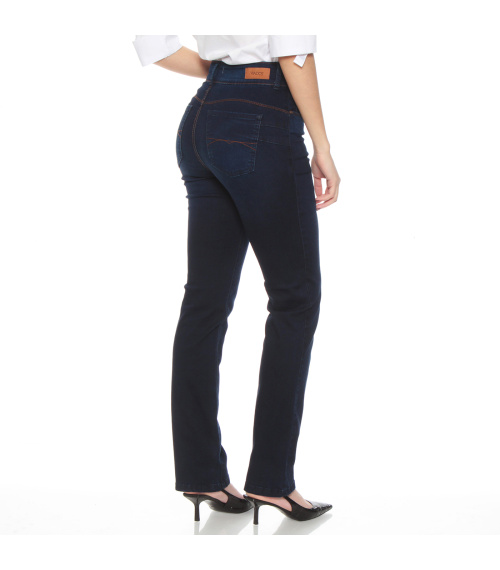 JEANS RECTO TIRO ALTO PRETINA 2 BOTONES PUSH UP