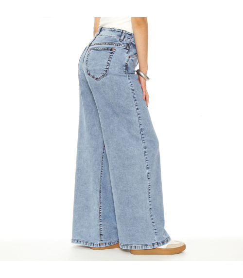 JEANS WIDE LEG TIRO ALTO  PRETINA INTERNA 1 BOTON