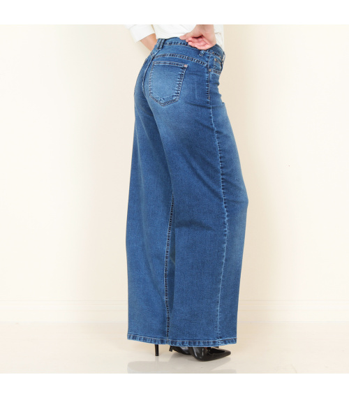 JEANS RECTO TIRO ALTO PRETINA 1 BOTON PUSH UP CINTURON DENIM
