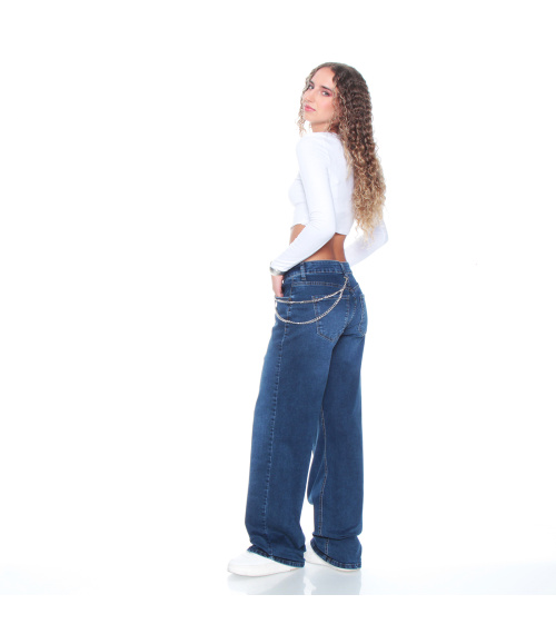 JEANS RECTO SKATER TIRO ALTO PRETINA BASICA 1 BOTON