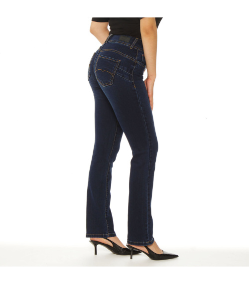 JEANS SLIM TIRO ALTO PUSH UP PRETINA MEDIA 2 BOTONES
