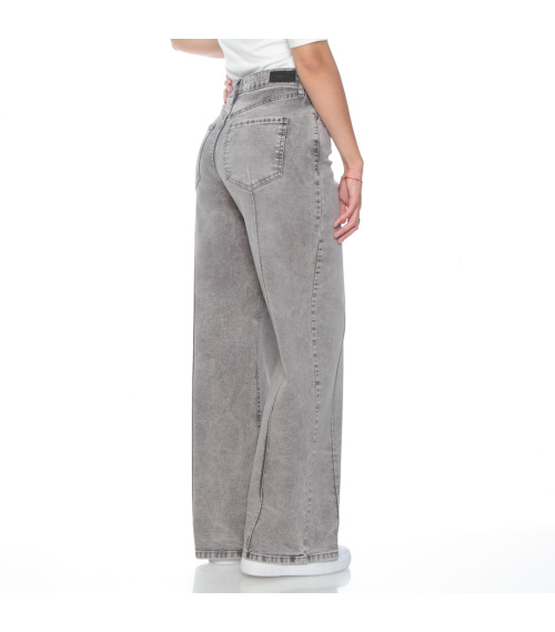 JEANS RECTO TIRO ALTO PRETINA BASICA 1 BOTON ALFORZA