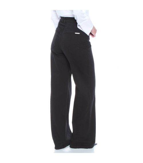 JEANS RECTO TIRO ALTO PRETINA BASICA 1 BOTON ALFORZA
