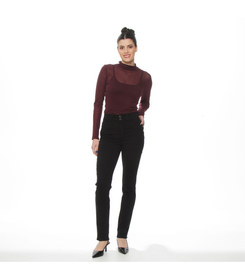 JEANS PITILLO TIRO ALTO PRETINA MEDIA 2 BOTONES PUSH UP
