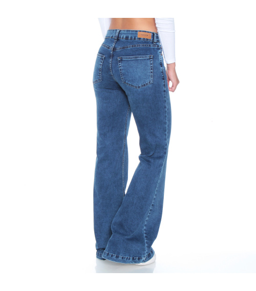 JEANS FLARE TIRO ALTO PRETINA 1 BOTON