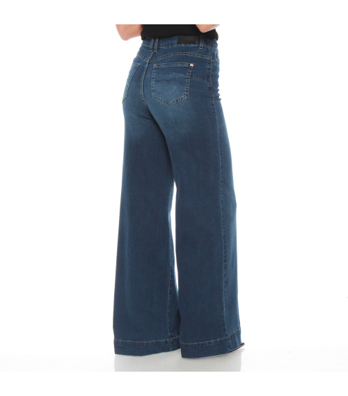 JEANS WIDE LEG TIRO ALTO PRETINA 1 BOTON