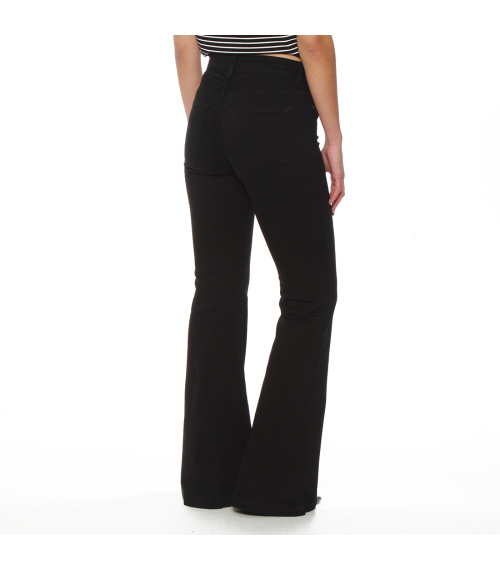 JEANS FLARE TIRO MEDIO PRETINA BASICA 1 BOTON