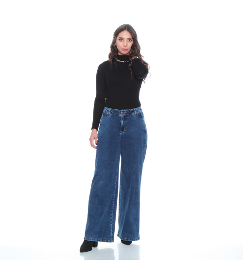 JEANS WIDE LEG TIRO MEDIO PRETINA INTERNA 1 BOTON