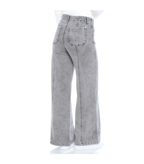 JEANS WIDE LEG TIRO ALTO PRETINA INTERNA 1 BOTON CORTE CENTRAL
