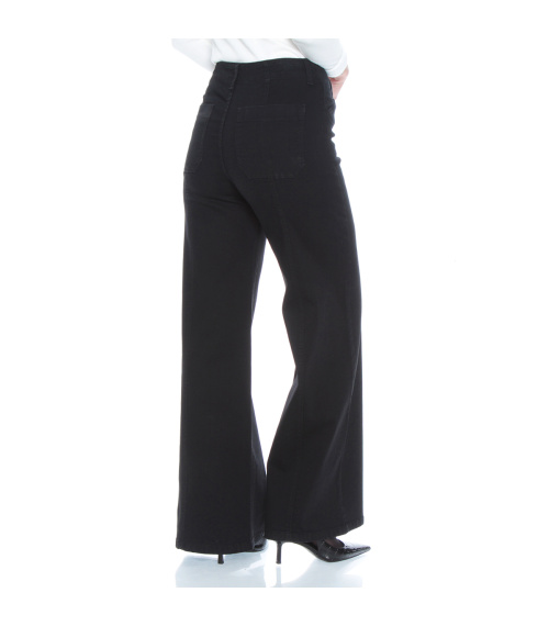 JEANS WIDE LEG TIRO ALTO PRETINA INTERNA 1 BOTON CORTE CENTRO