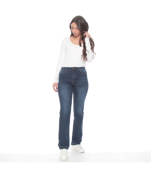 JEANS RECTO TIRO ALTO PRETINA 1 BOTON PUSH IN PUSH UP