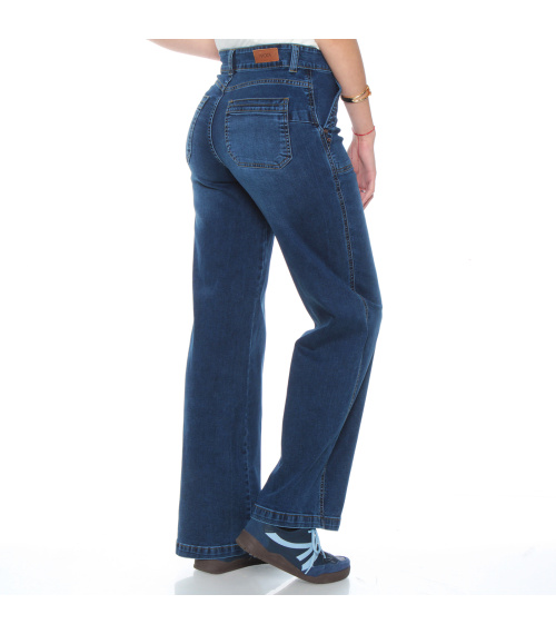 JEANS CARGO RECTO TIRO ALTO PUSH UP PRETINA 1 BOTON