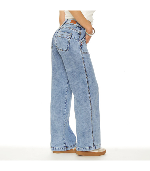 JEANS CARGO RECTO TIRO ALTO PRETINA BASICA 1 BOTON