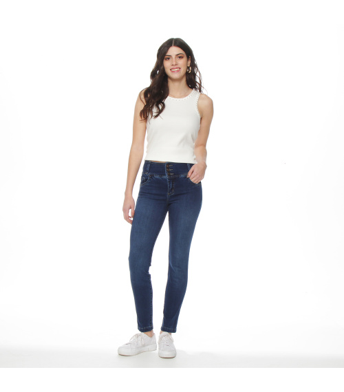 JEANS PITILLO ESCULTURAL TIRO ALTO 3 BOTONES