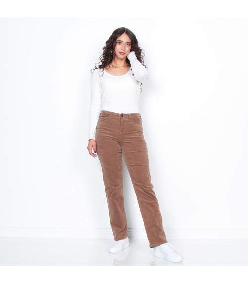 PANTALON COTELE RECTO PUSH IN PUSH UP PRETINA  BASICA UN BOTON