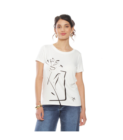 POLERA MANGA CORTA CON ESTAMPADO ESCOTE REDONDO